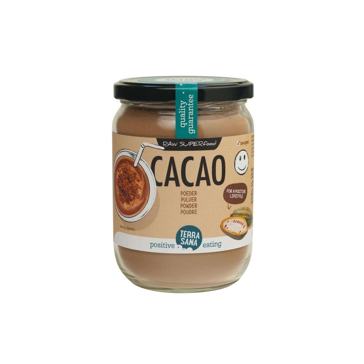 Raw cacao antioxidant poeder in glas