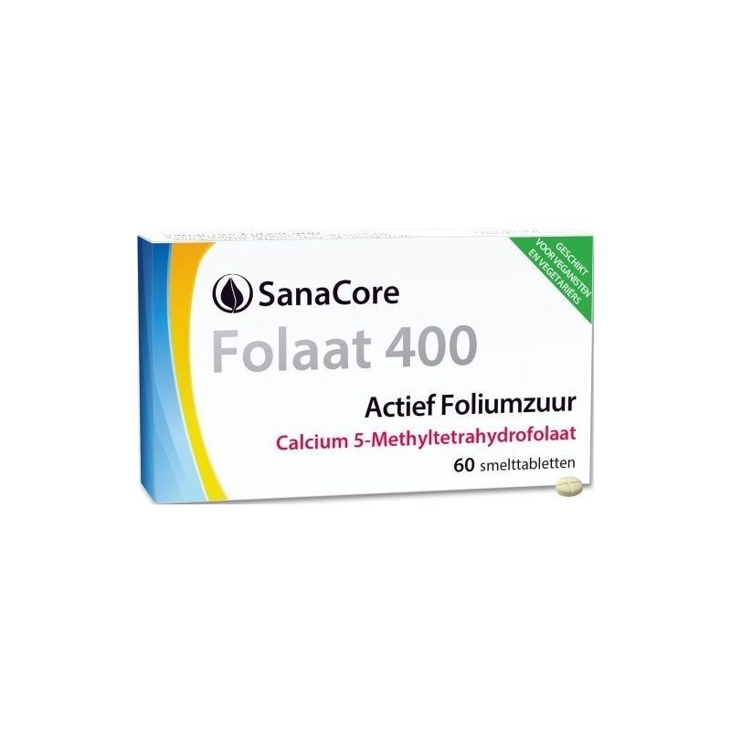 Sanacore Folaat 400 Calcium 60 smelttabletten