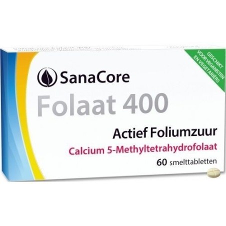 Sanacore Folaat 400 Calcium 60 smelttabletten