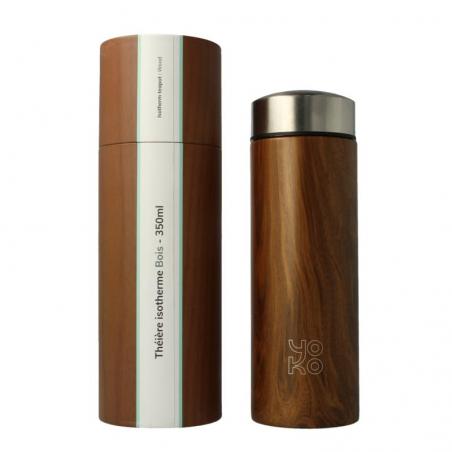 Drinkfles wood met theefilter isotherm 350ml