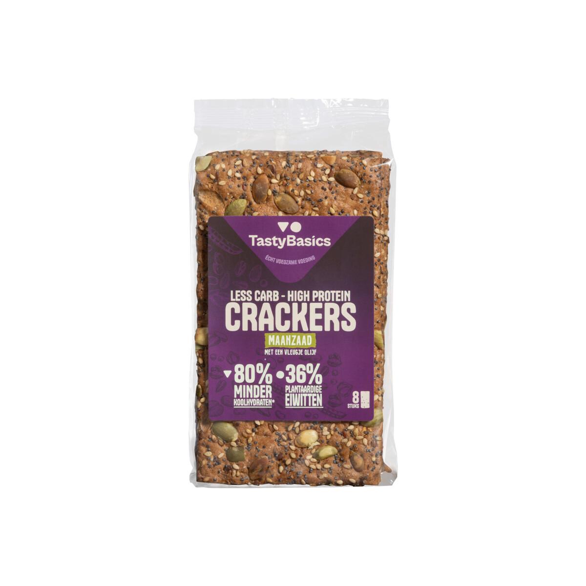 Less carb-high protein crackers maanzaad