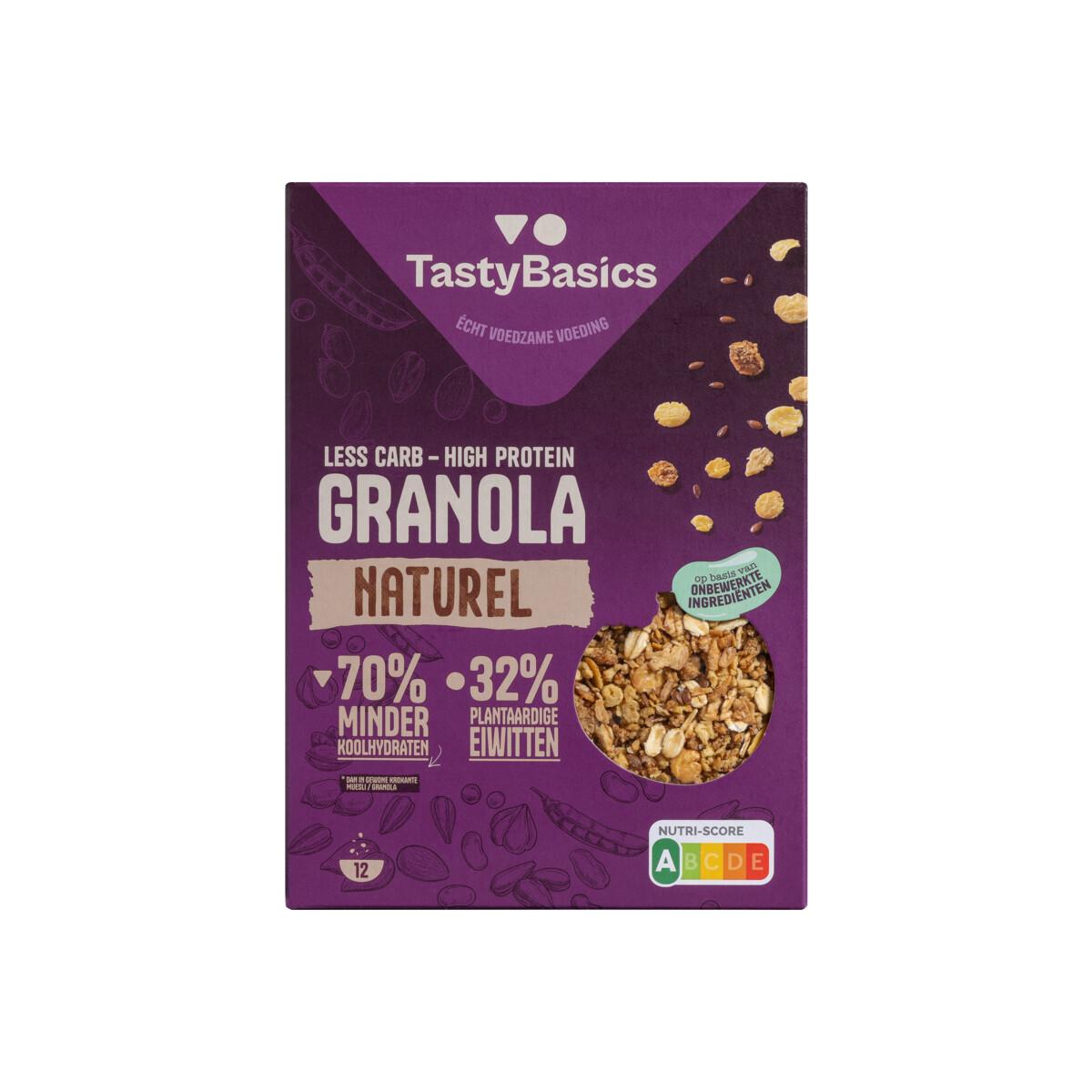 Less carb-high protein granola naturel