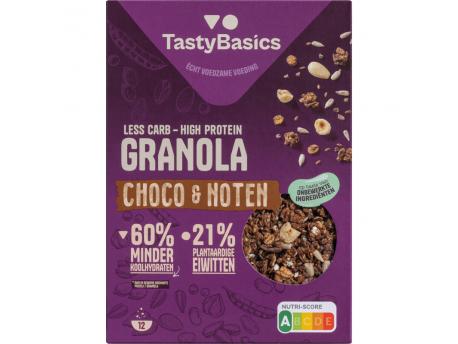 Less carb-high protein granola choco en noten