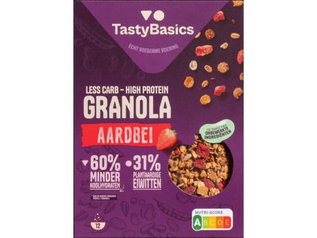 Less carb-high protein granola aardbei