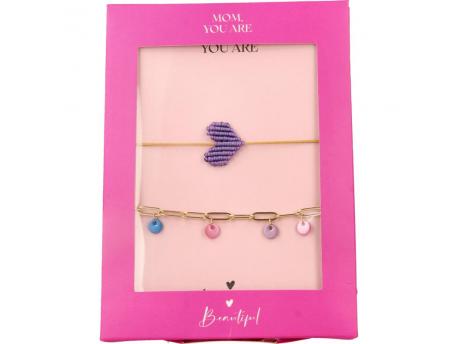 Cadeauset armband paars en goud