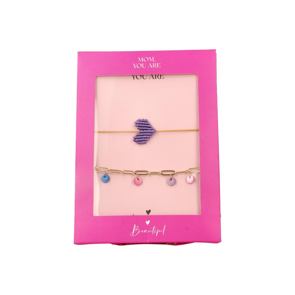 Cadeauset armband paars en goud