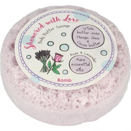 Cosmetics shower sponge with love