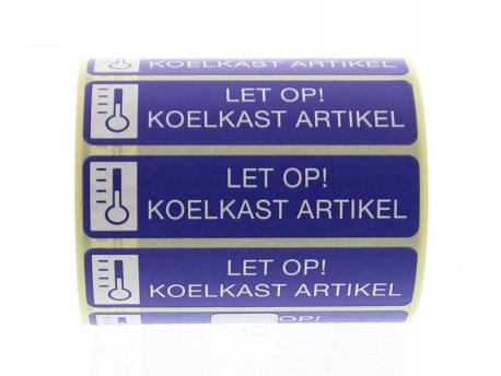 Sticker let op koelkast artikel