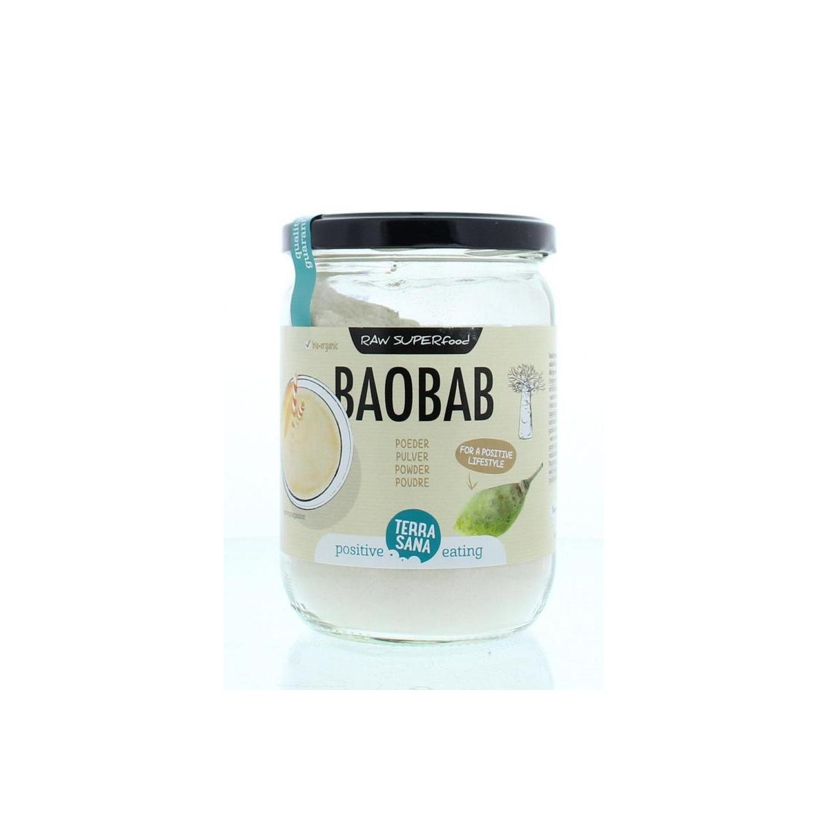 Raw baobab poeder in glas