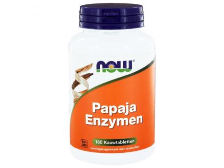 NOW Papaya enzymen Kauwtabletten 180kt