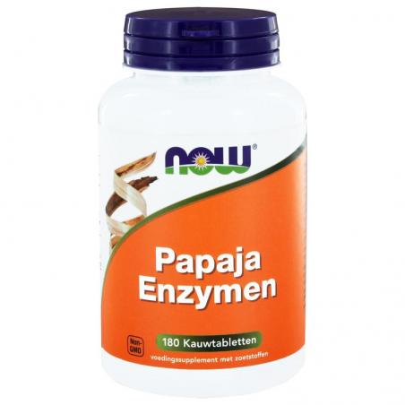 NOW Papaya enzymen Kauwtabletten 180kt