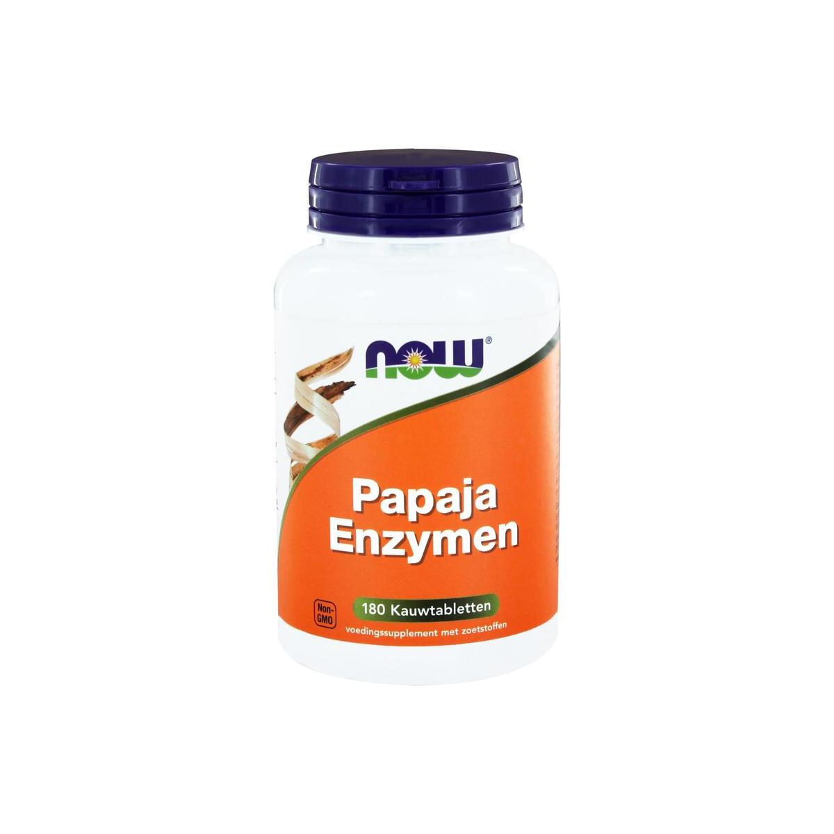 NOW Papaya enzymen Kauwtabletten 180kt